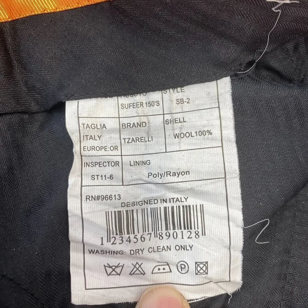Tzarelli Designed Italy Men’s Wool Dress Pants Size 38R Black
